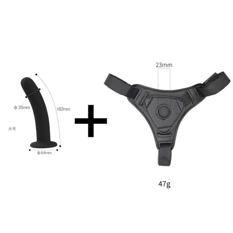 Adjustable Strap-On Harness with Curved Silicone Massager