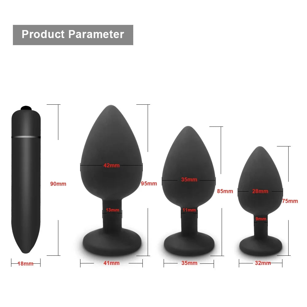 Silicone Plug Set with Crystal Flared Bases