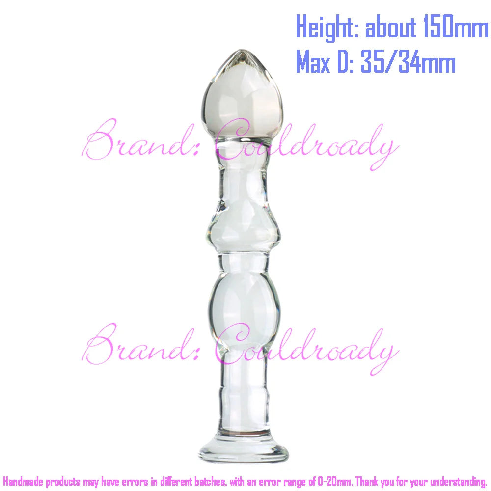 Beaded Pyrex Glass Massager with Curved Shaft