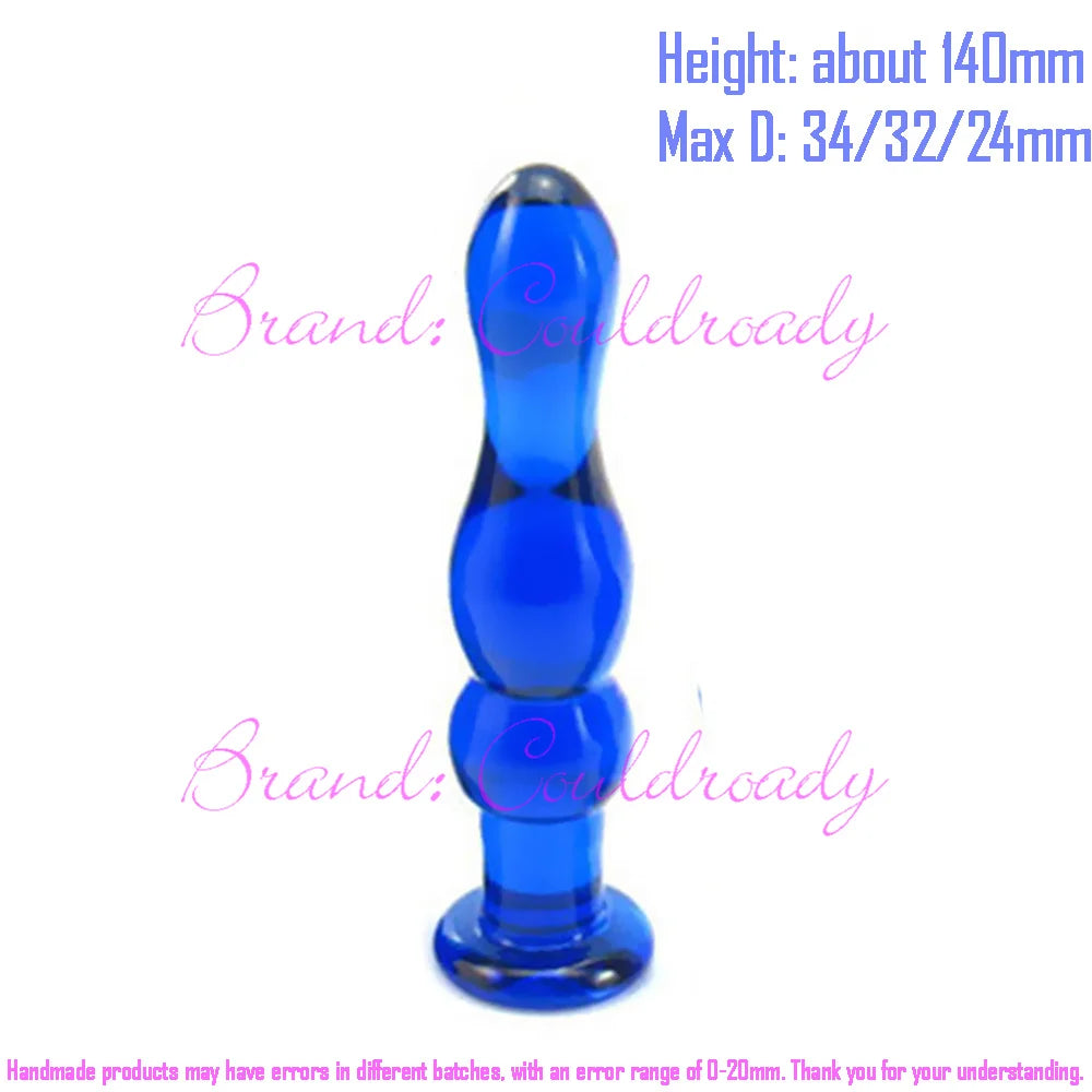 Beaded Pyrex Glass Massager with Curved Shaft
