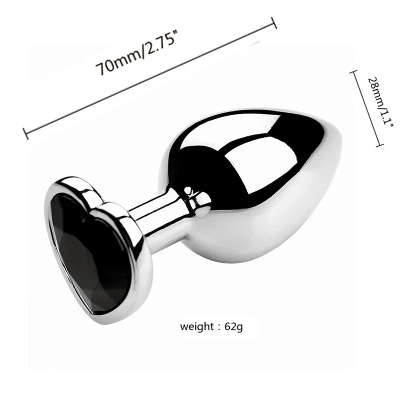 Stainless Steel Plug Set with Heart-Shaped Crystal Base