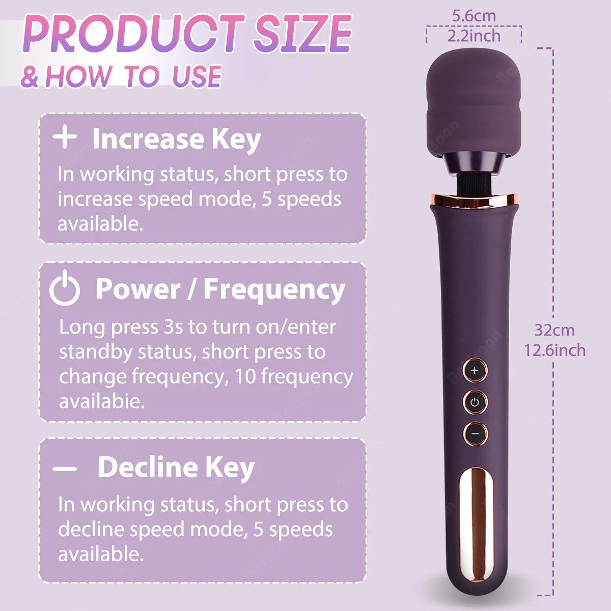 Rechargeable Wand Massager with 10 Vibration Modes