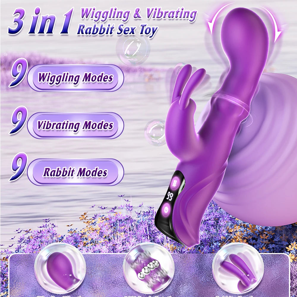 3-in-1 Swing Rabbit Massager with Digital Display