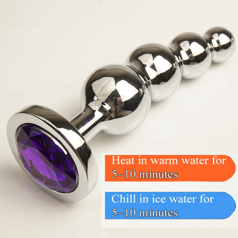 Metal Beaded Plug with Crystal Flared Base
