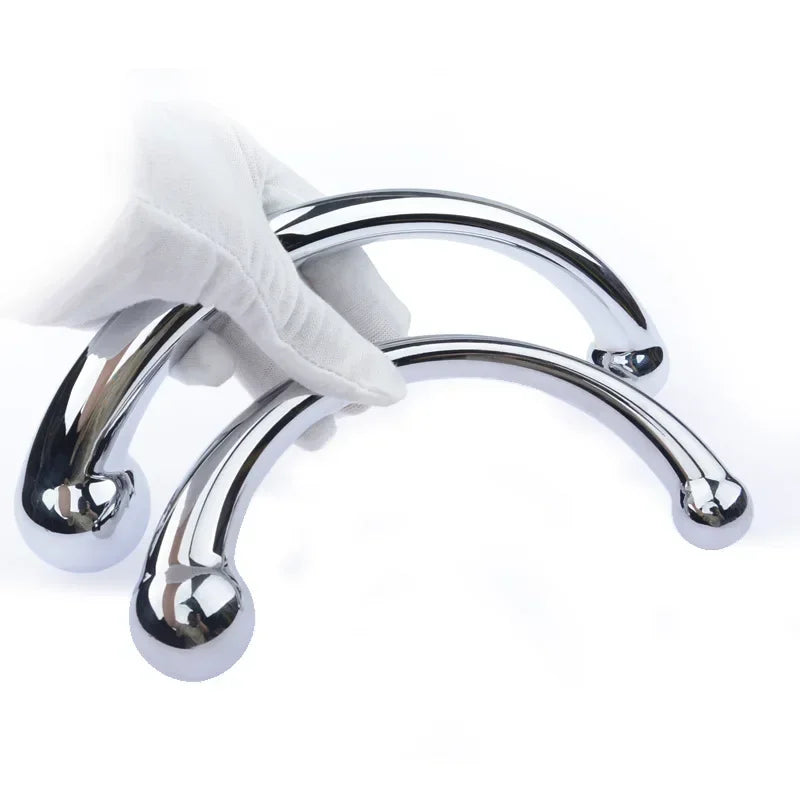 Curved Stainless Steel Double-Ended Massager