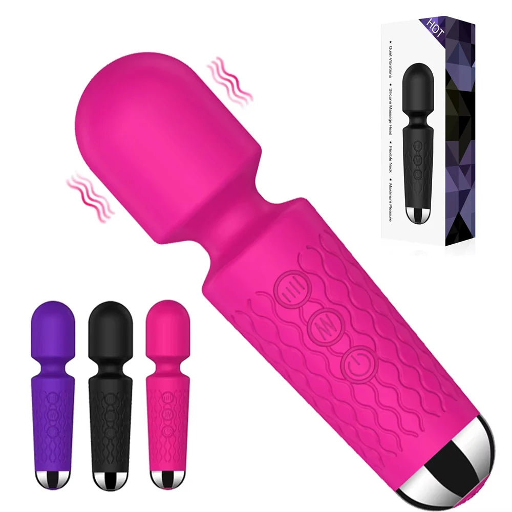 Mini Rechargeable Wand Massager with 20 Vibration Modes