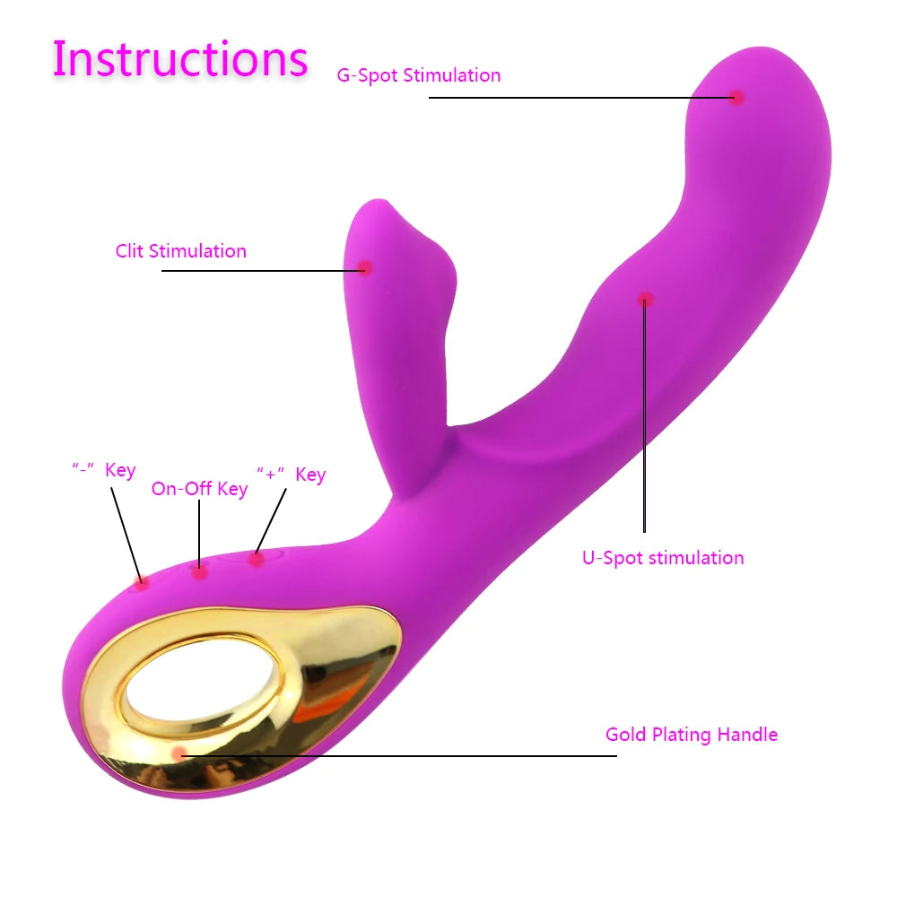 Dual-Motor Rabbit Massager with Curved Design