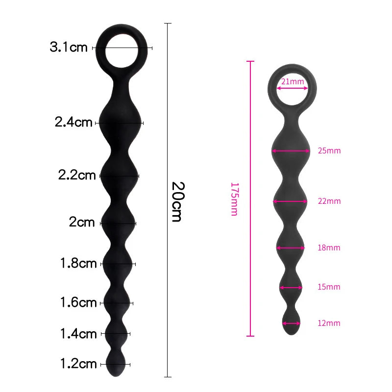 Flexible Silicone Beaded Massager with Ring Handle