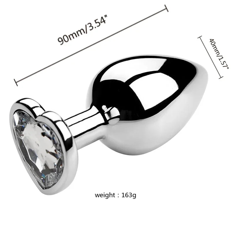 Stainless Steel Plug Set with Heart-Shaped Crystal Base