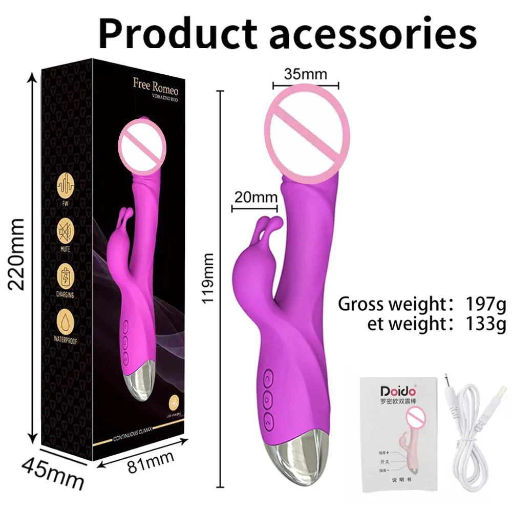 Rechargeable Rabbit Massager with 20 Vibration Modes