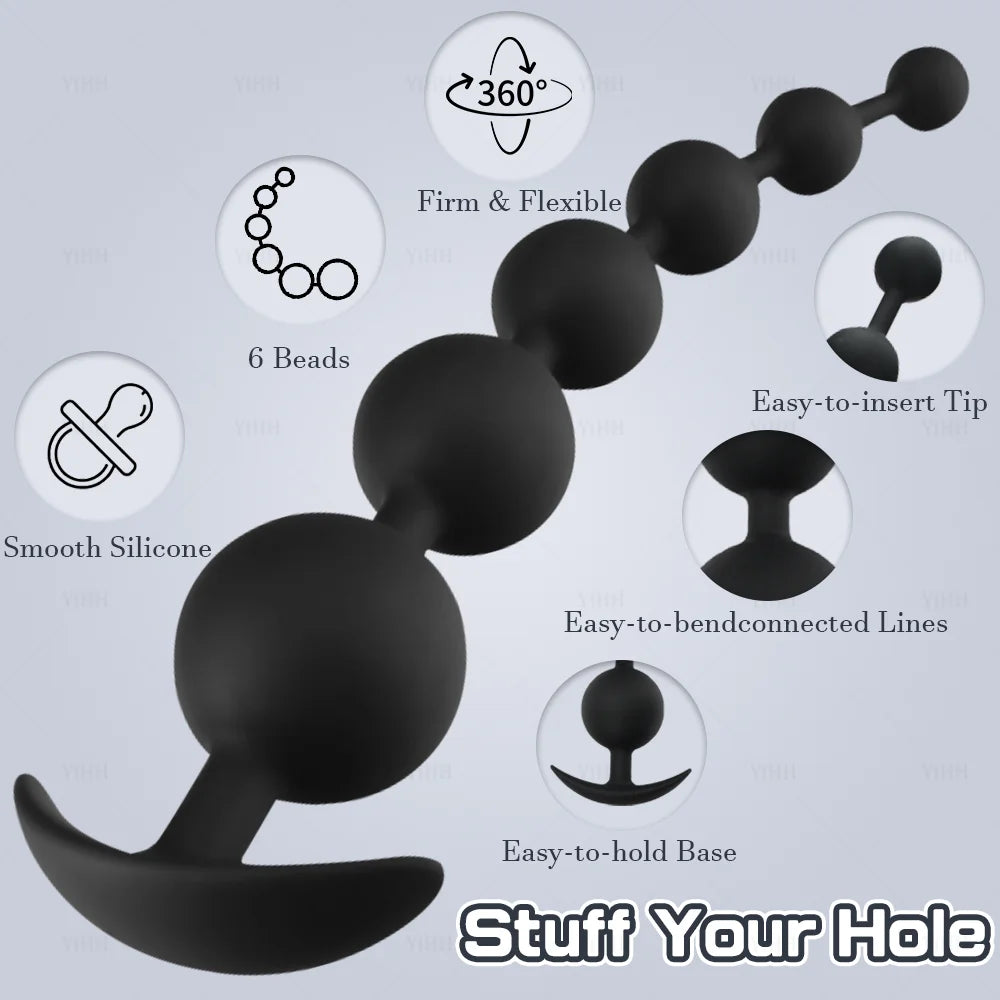 Flexible Silicone Beaded Massager with Flared Base