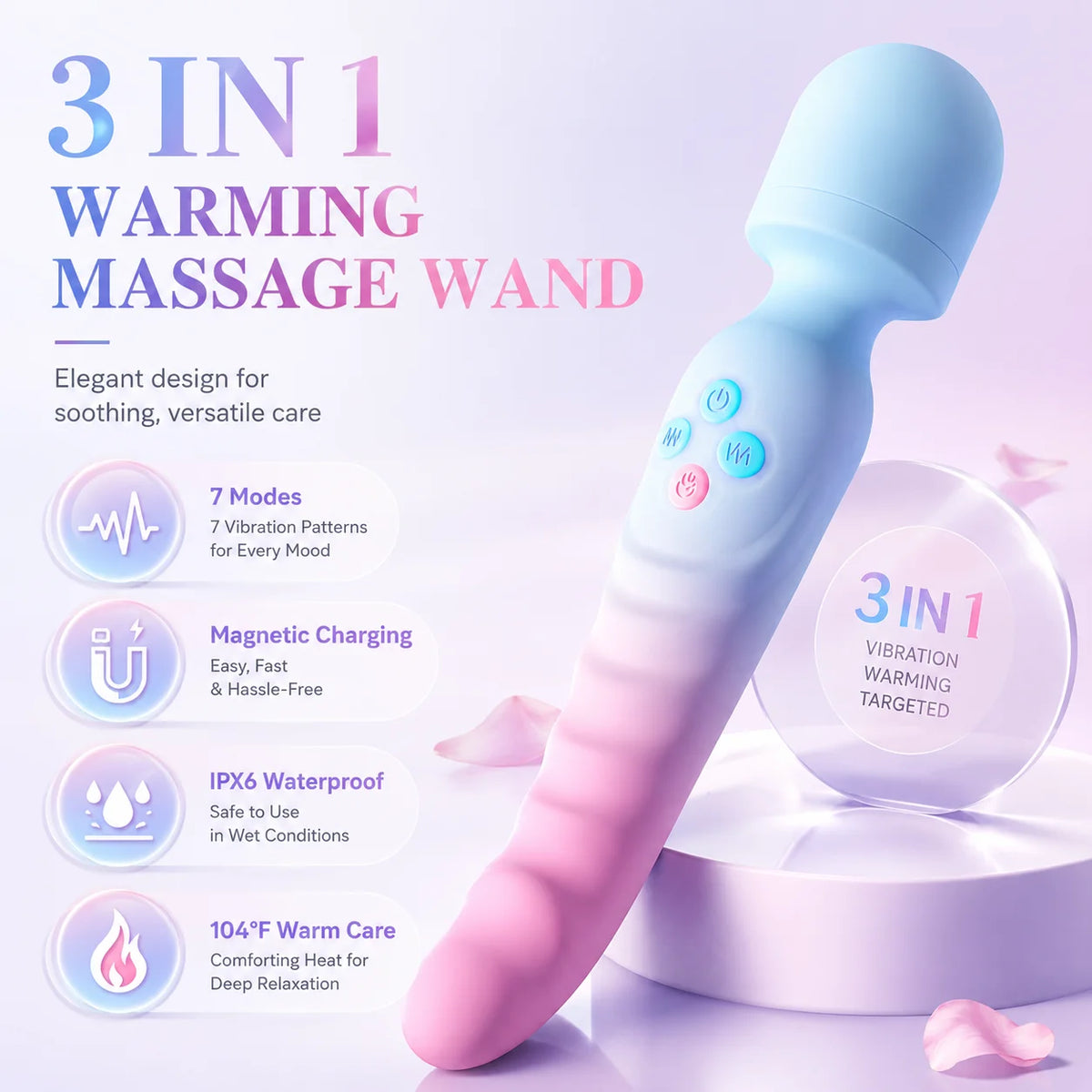 3-in-1 Wand Massager with Dual-Zone Stimulation