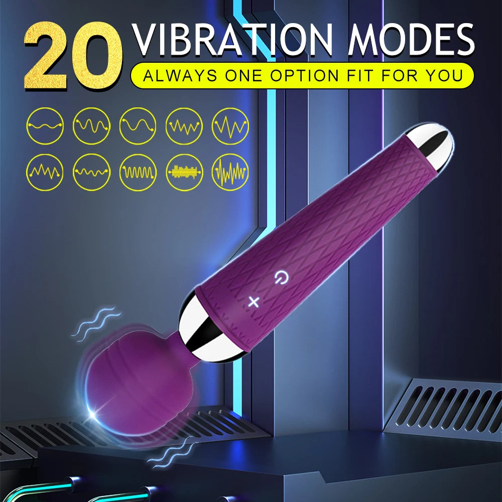 Waterproof Wand Massager with 20 Vibration Modes