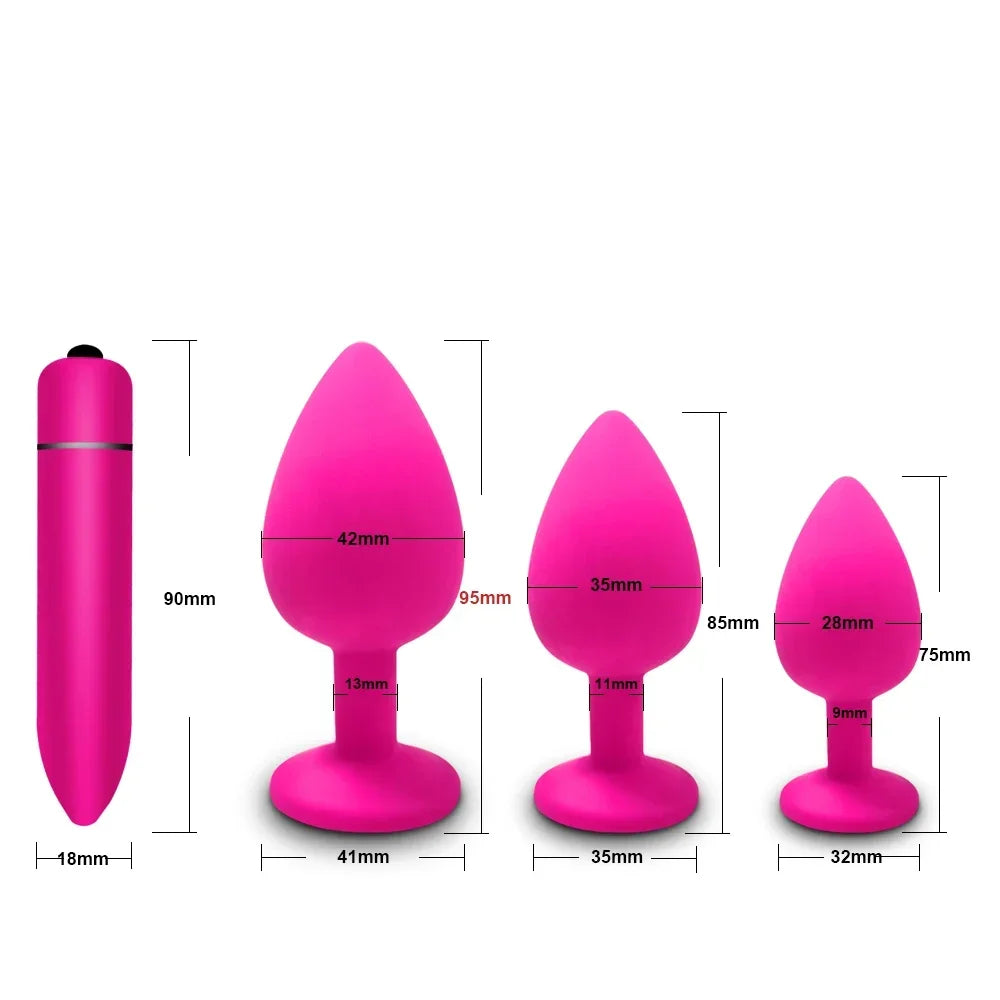 Silicone Plug Set with Crystal Flared Bases