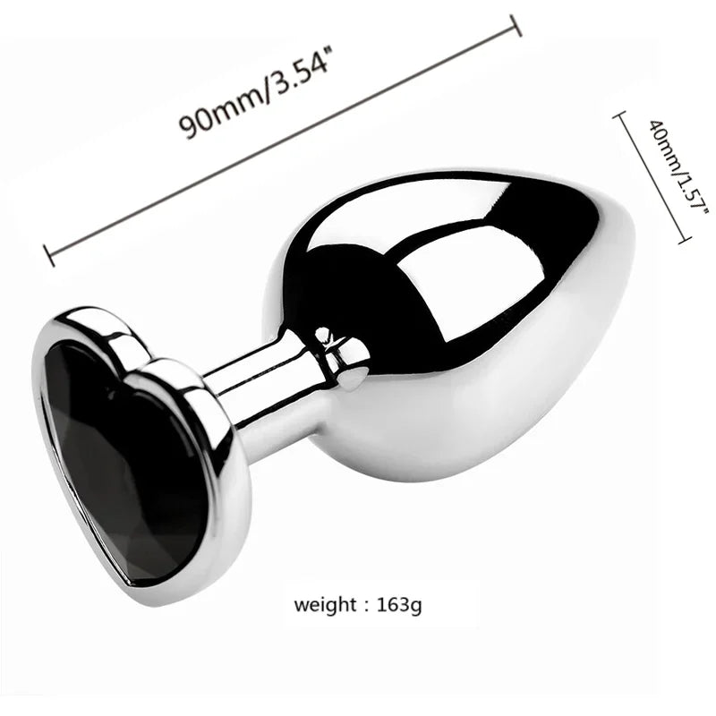 Stainless Steel Plug Set with Heart-Shaped Crystal Base