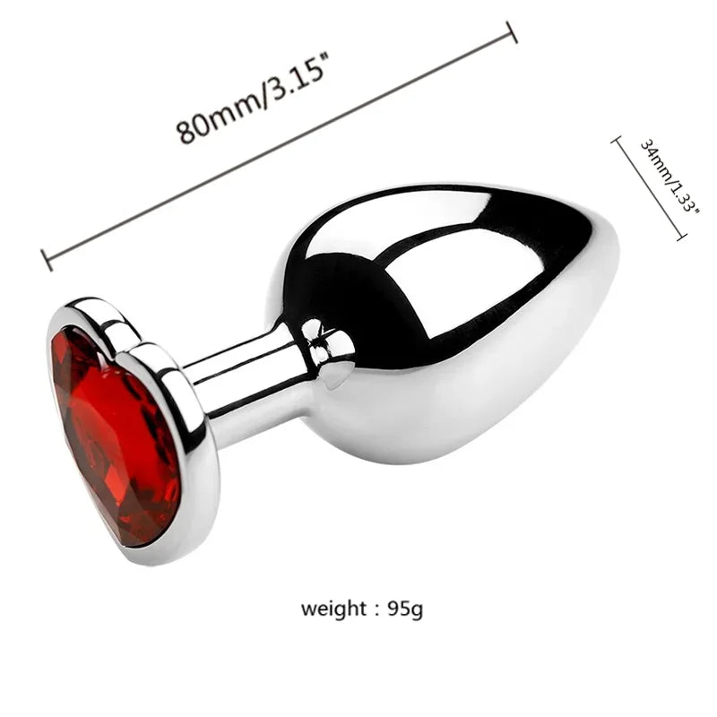 Stainless Steel Plug Set with Heart-Shaped Crystal Base