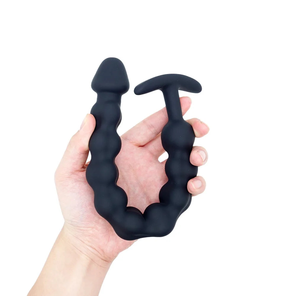 Flexible Silicone Beaded Massager with Flared Base