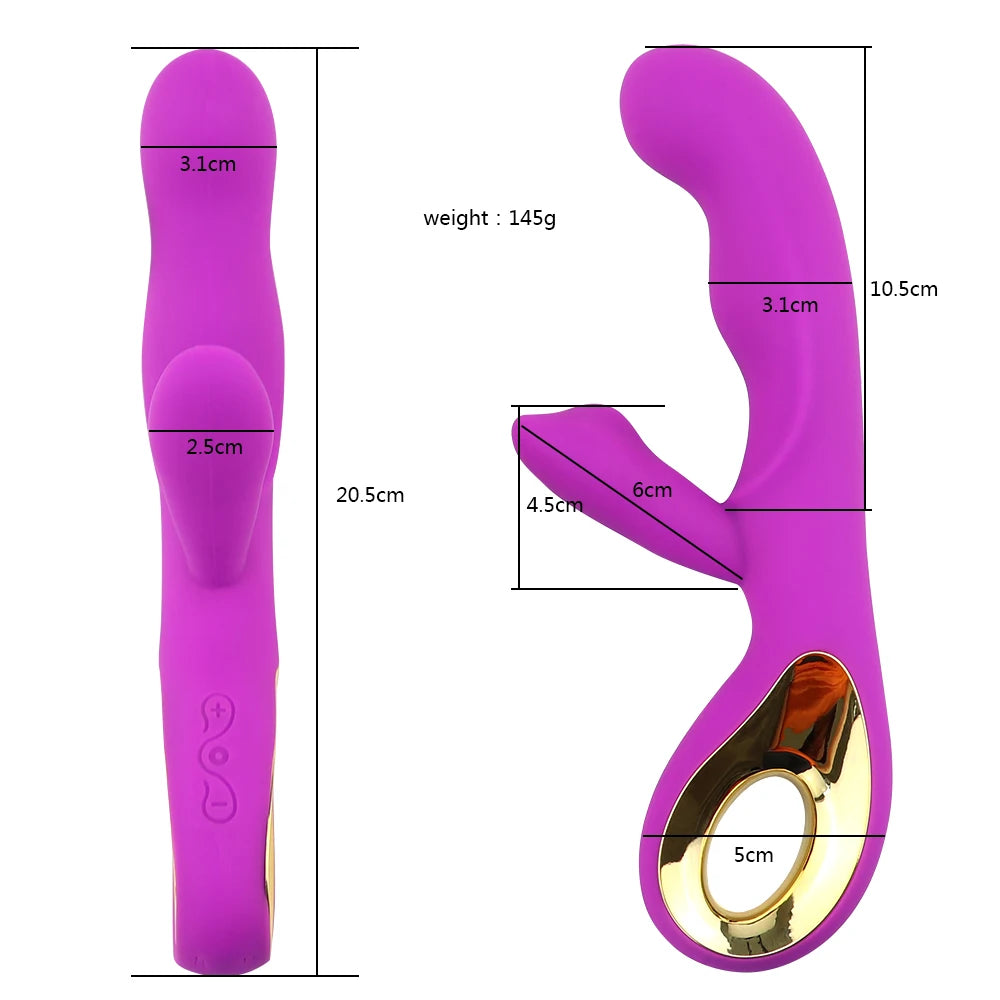 Dual-Motor Rabbit Massager with Curved Design