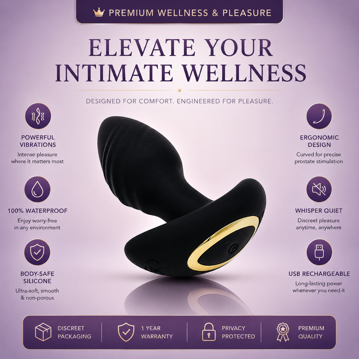360 Rotating Butt Plug - Curved Prostate Massage .